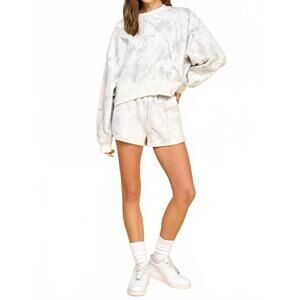 NEW TCEC camouflage print dropped shoulders sweatshirt & high waisted sweat shor